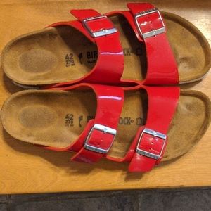 Birkenstock red  white sandal slides European 42